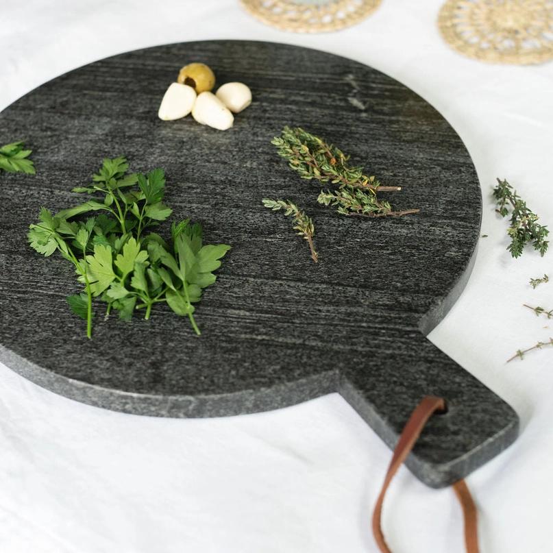 Black Marble Round Chopping Board by Arthur Cameron