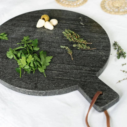 Black Marble Round Chopping Board by Arthur Cameron