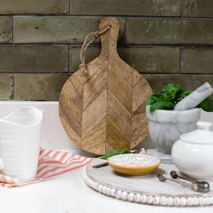 Troyes Small Chevron Patterned Wooden Serving Board by Arthur Cameron