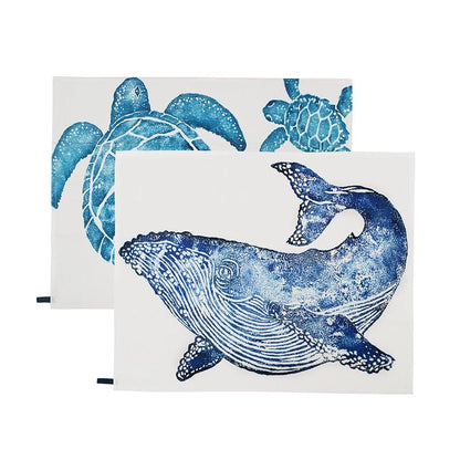 Whale & Turtle Tea Towel set/2 by Bliss Home