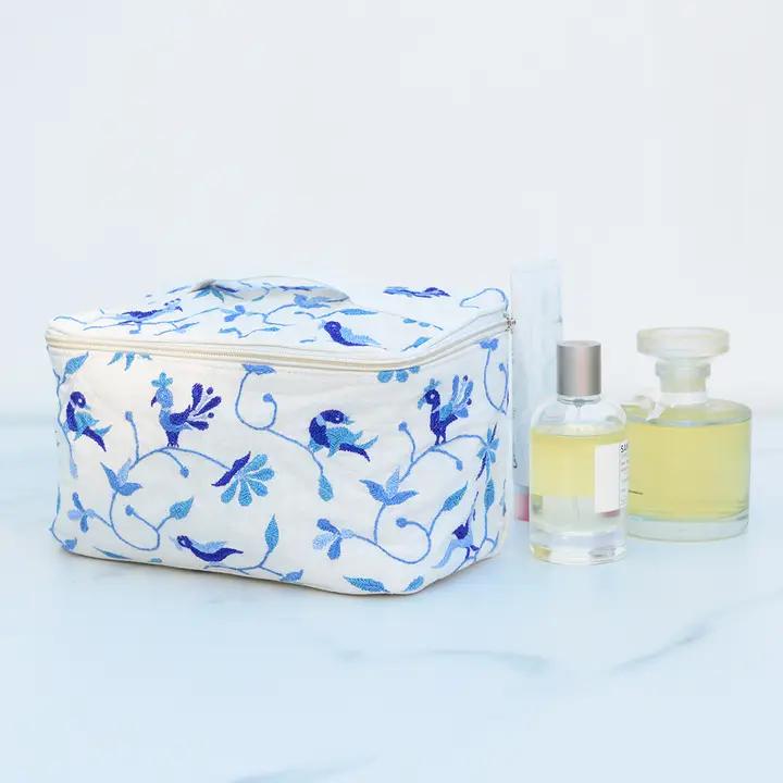 Embroidered Wash Bag by the Blue & White Company