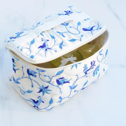 Embroidered Wash Bag by the Blue & White Company