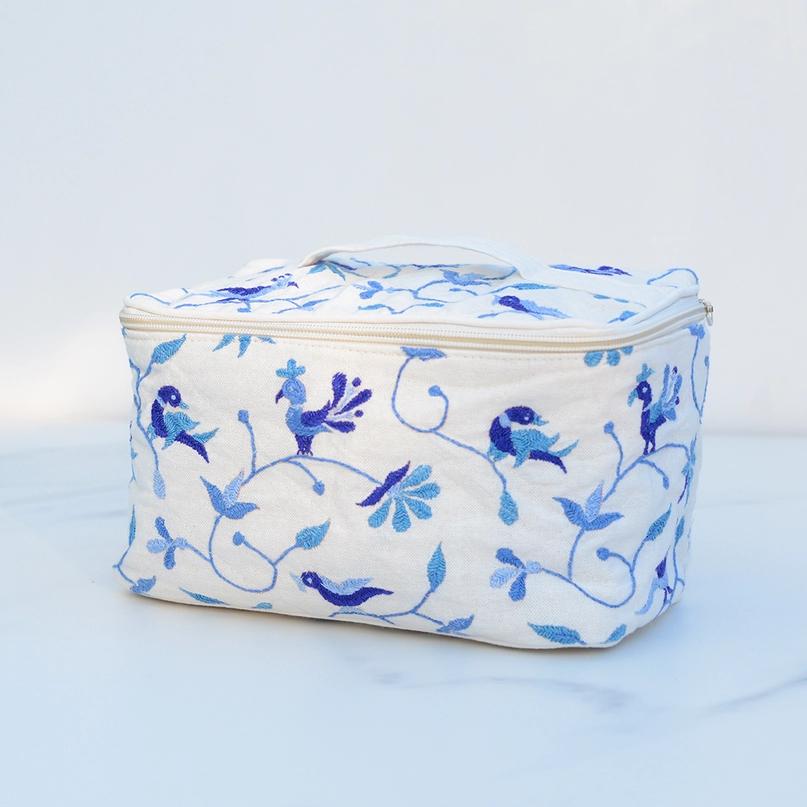 Embroidered Wash Bag by the Blue & White Company