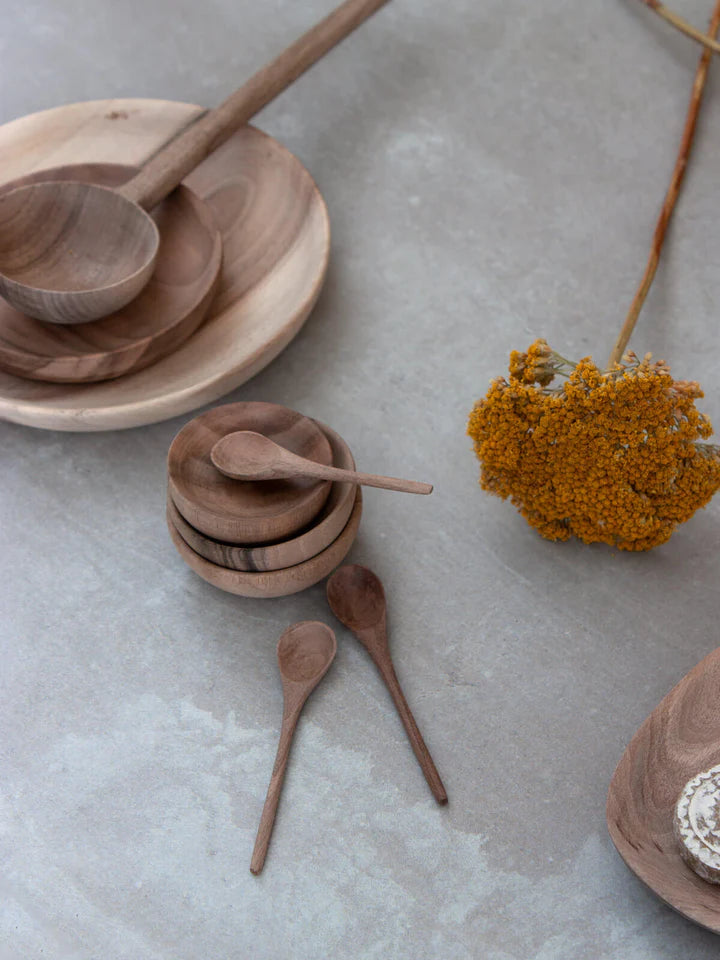 Bohemia Design Walnut Wood Spice Bowl and Spoon - Set of 3