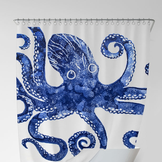 Octopus Blue Shower Curtain