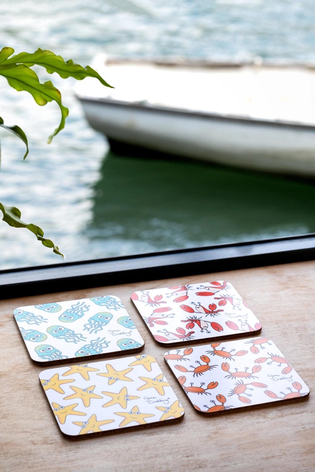 Little Crab Sealife Coasters set/2 by Gone Crabbing