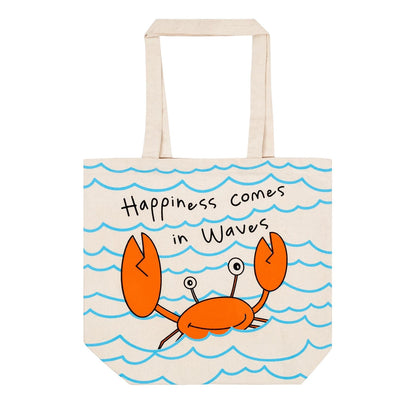 Happiness Comes in Waves Cotton Bag by Gone Crabbing