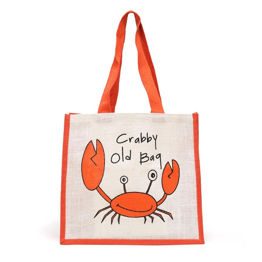 Crabby Old Bag Jute Bag by Gone Crabbing