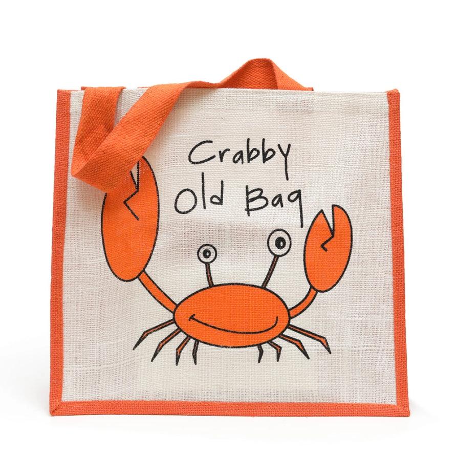 Crabby Old Bag Jute Bag by Gone Crabbing