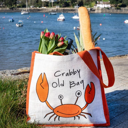 Crabby Old Bag Jute Bag by Gone Crabbing