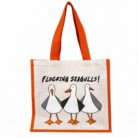 Flocking Seagulls! Jute Bag by Gone Crabbing