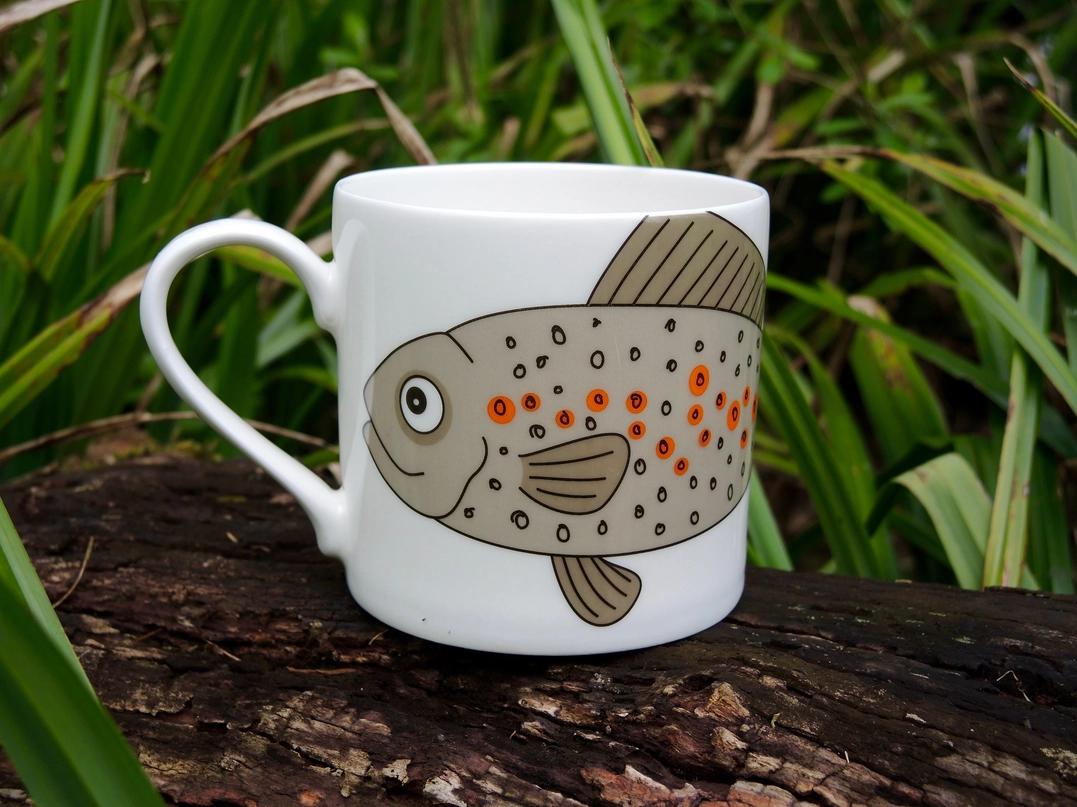 Old Trout Large Mug by Gone Crabbing