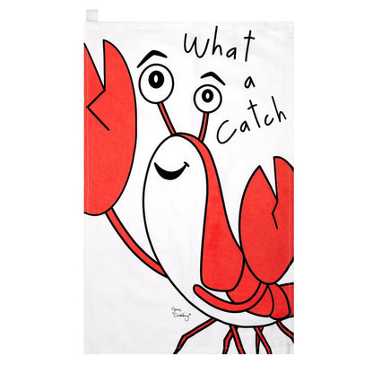 What A Catch Tea Towel by Gone Crabbing