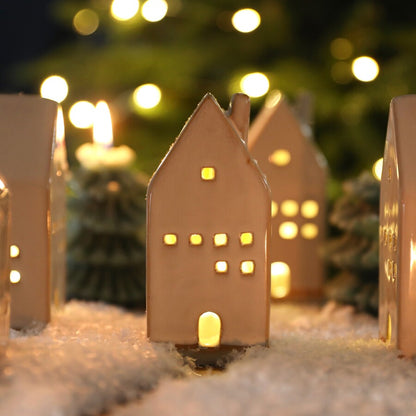 Rustic Ceramic House LED Decoration