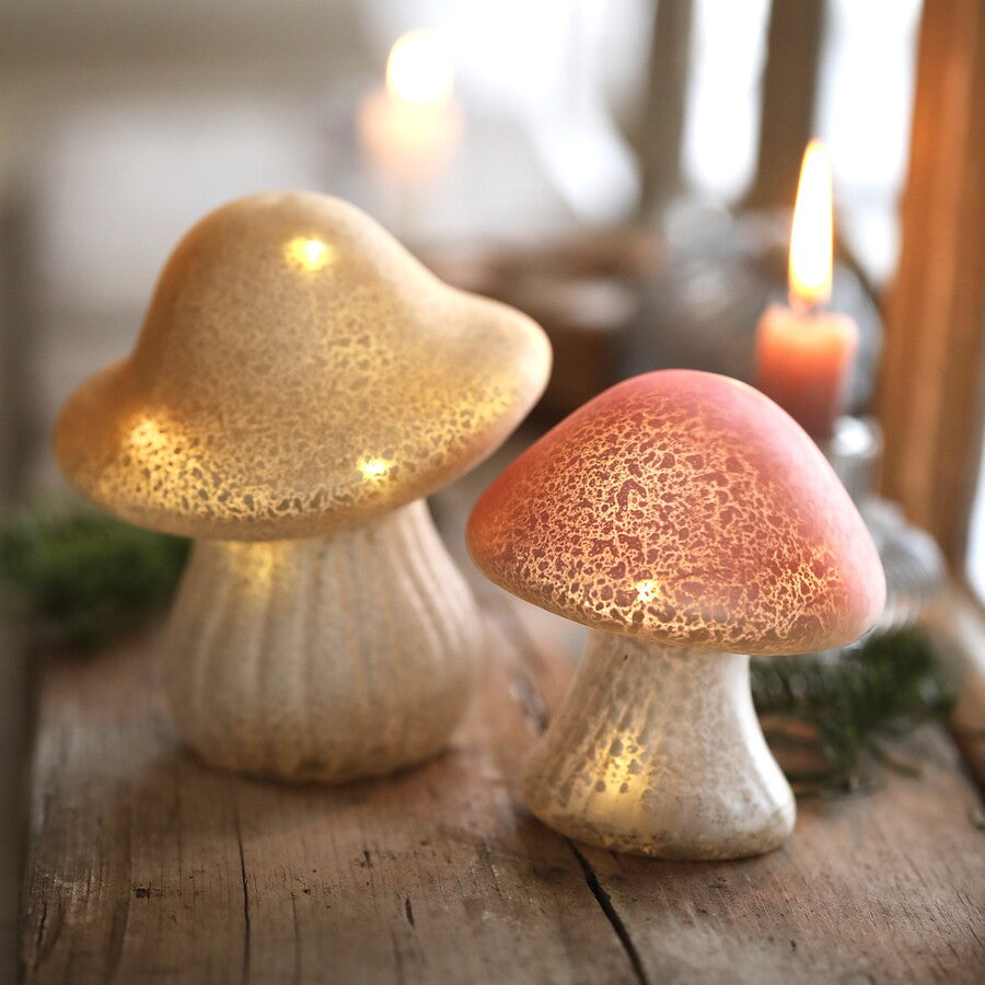 Medium Neutral Glass Mushroom Light