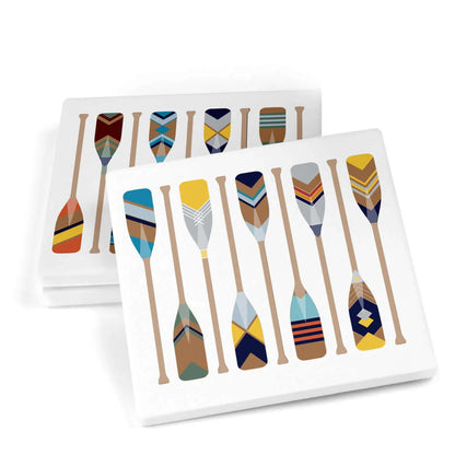 Oars Ceramic Coasters x4 by Mustard & Gray