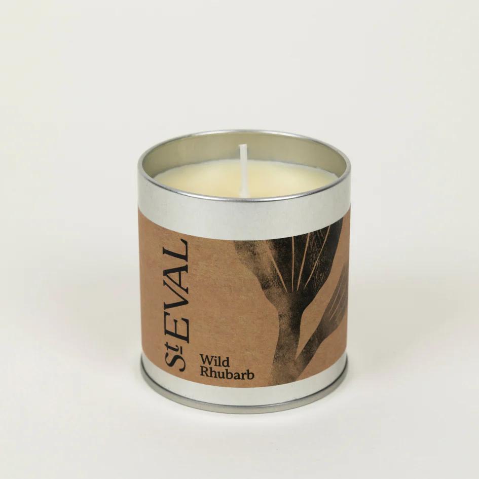 St Eval Wild Rhubarb Scented Tin Candle