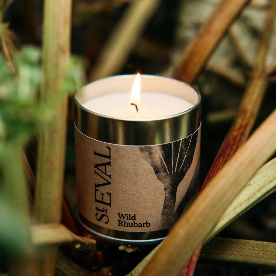 St Eval Wild Rhubarb Scented Tin Candle