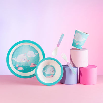 Alma Narwhal Bamboo Tableware Set by Sass and Belle