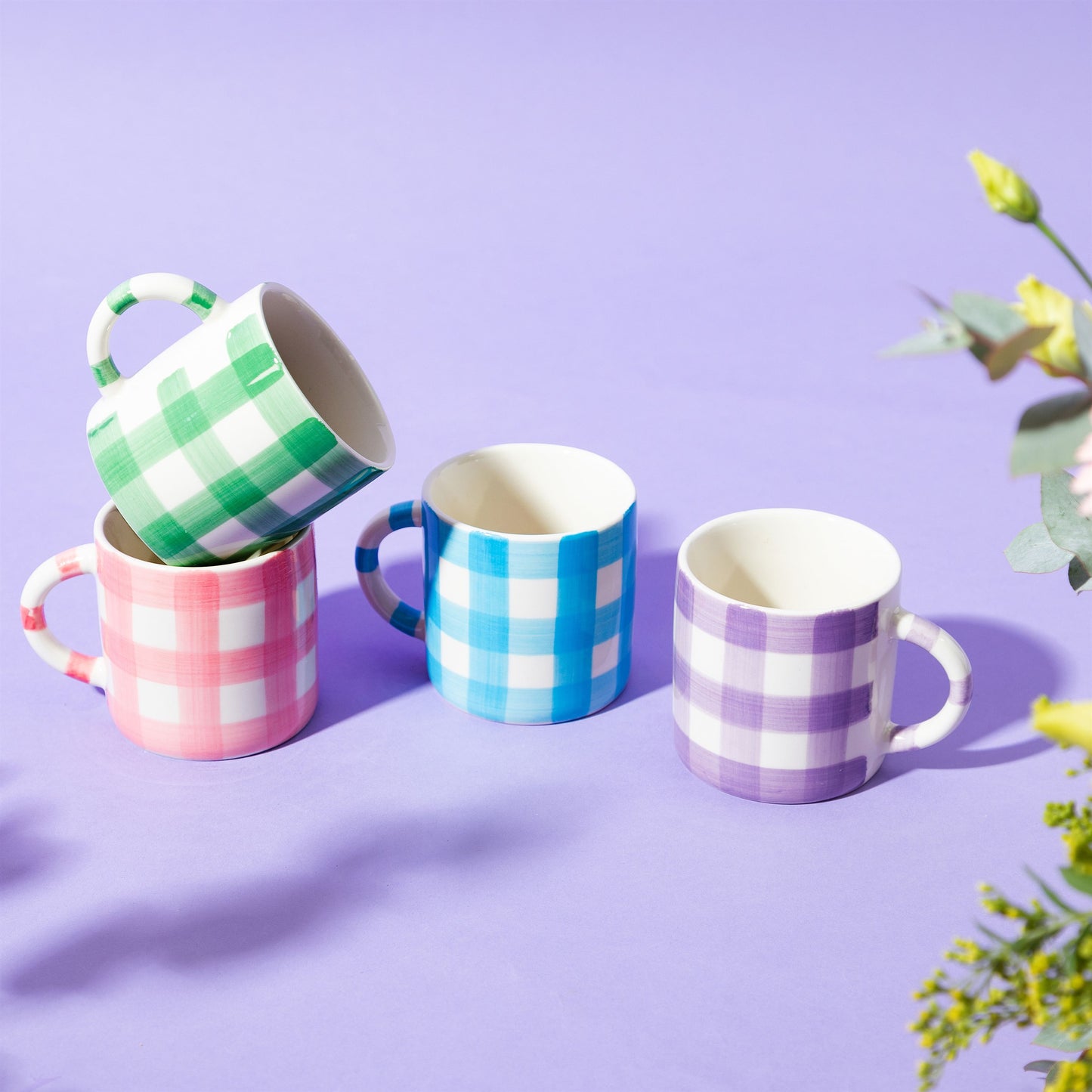 Gingham Check Mug Blue